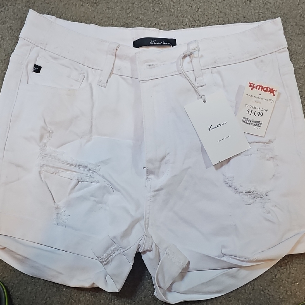 KanCan  White Ripped Jean Shorts
